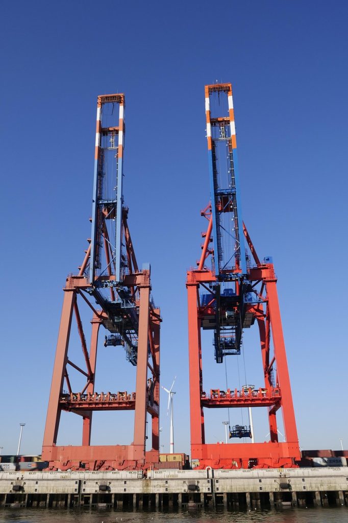 port industry, container terminal, container cranes, cargo handling, container handling, hamburg, port, elbe, terminal, crane, crane systems, technology, handling technology